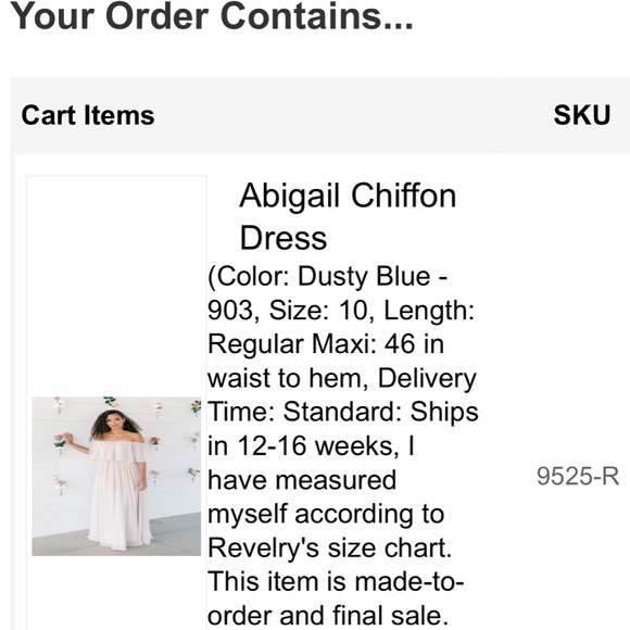 Chiffon Dusty Blue Revelry Dress size 10 - Picture 2 of 2